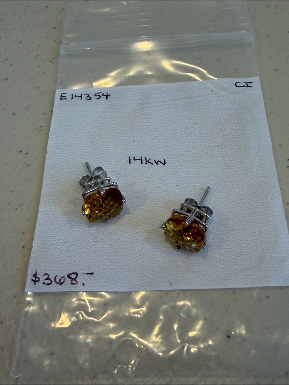 Brand New 14K White Gold Citrine Stud Earrings $368 - Picture 6 of 10